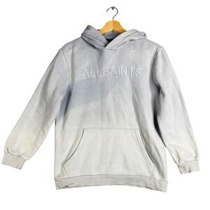 Allsaints Smallsaints Boys Blue Ombre Dip Dye Logo Hoodie Size 10-11 Years